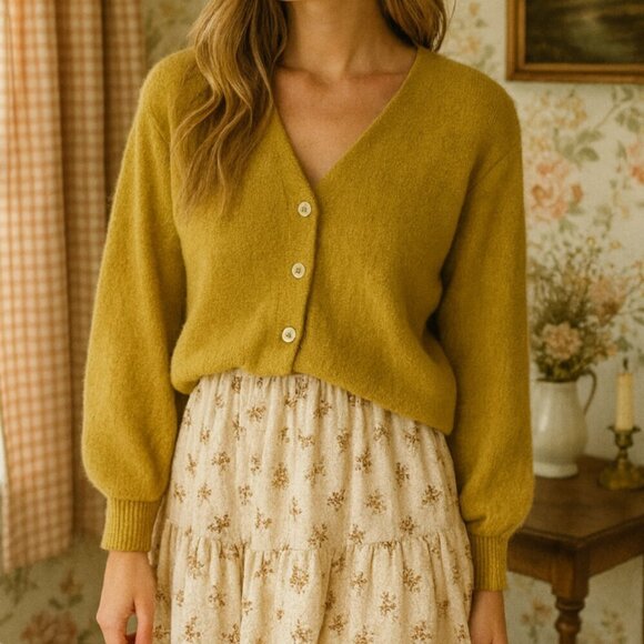 Vintage Sweaters - Vintage Forum Yellow 75% Virgin Mohair 25% Virgin Wool Sweater Size M